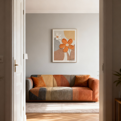 Hand-Painted Floral Oil Painting | Textured Ivory Blooms Canvas Wall Art for Living Room Decor