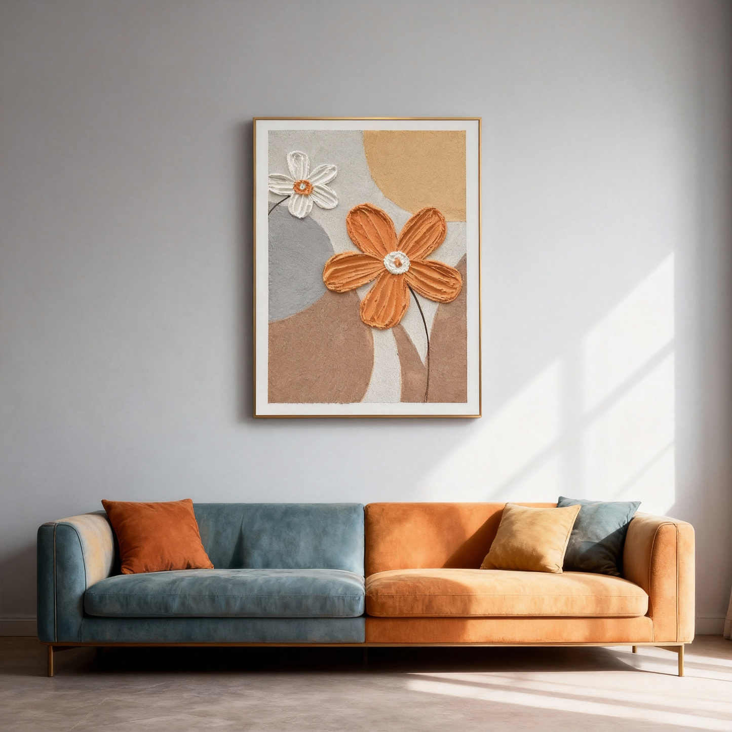 Hand-Painted Floral Oil Painting | Textured Ivory Blooms Canvas Wall Art for Living Room Decor
