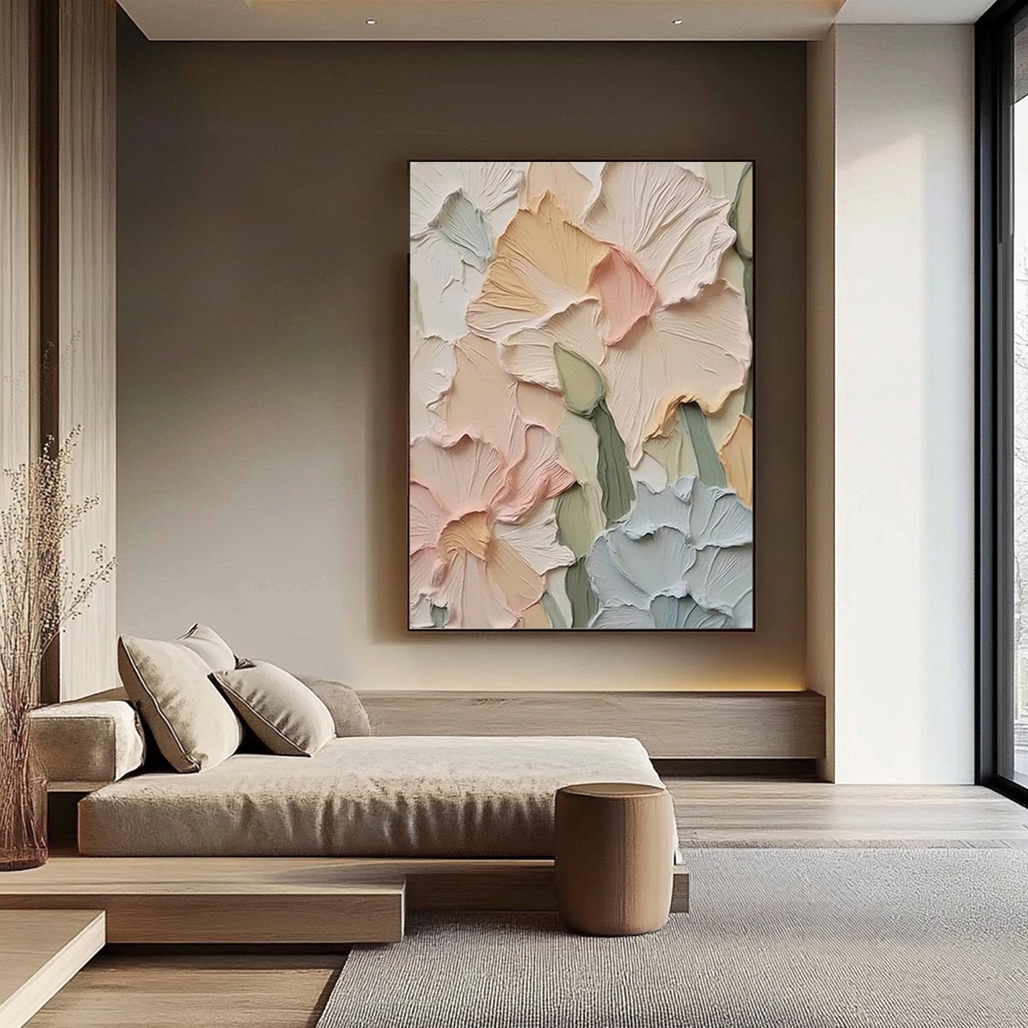 Textured Oil Painting | Floral Wall Art for Home Decor